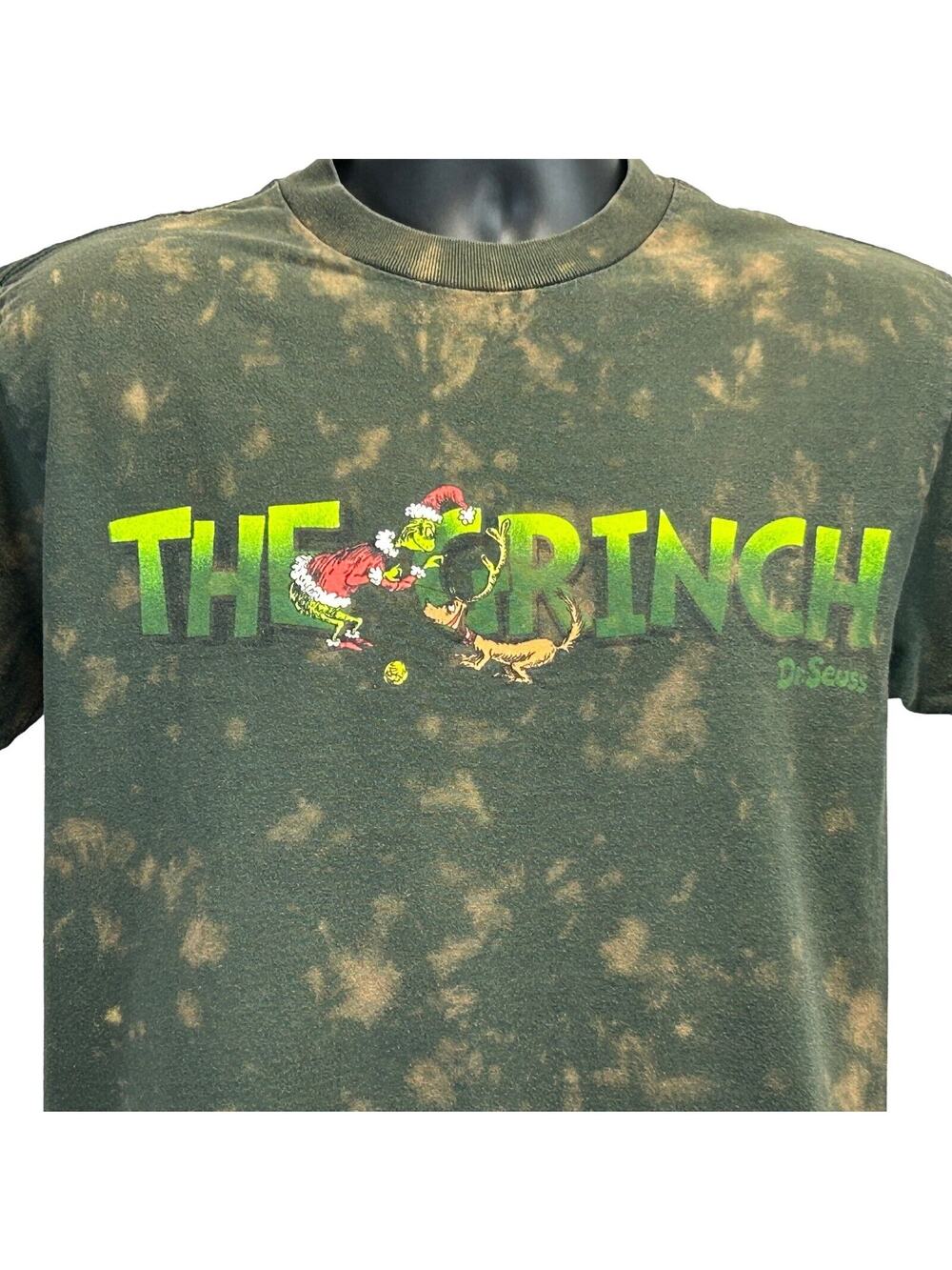 Vintage Y2Ks Dr Seuss The Grinch Christmas T Shirt Holiday Green Unisex M Medium